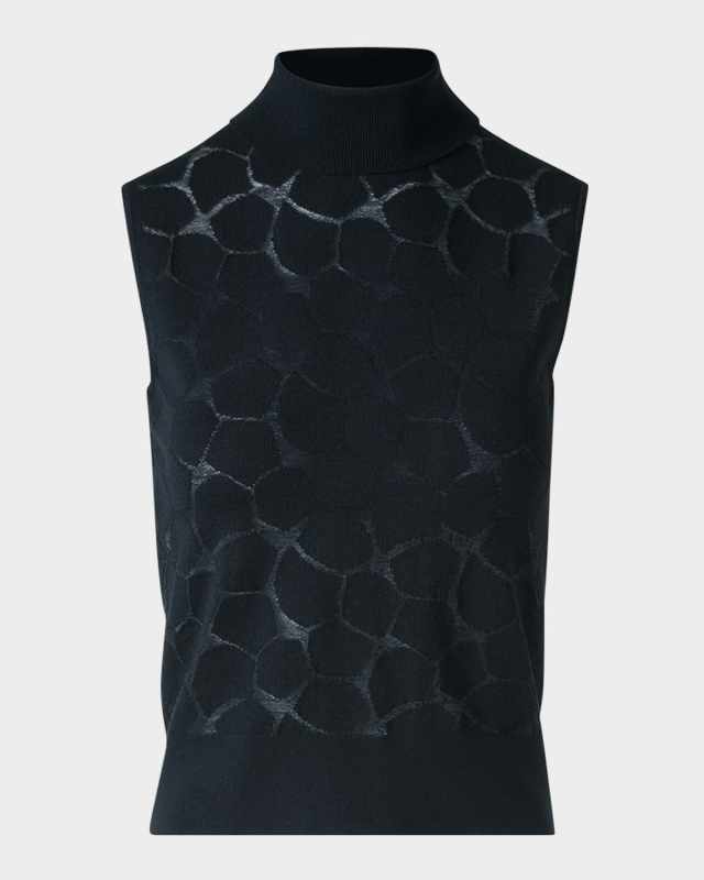 Broken Stone Jacquard Knit Sleeveless Turtleneck Sweater
